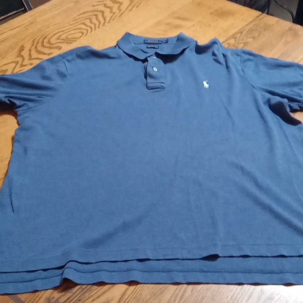 RALPH LAUREN MENS Top XL  Preowned Short Sleeves Shirt BLUE Used Extra Large